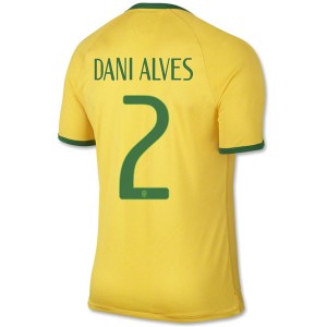 Camiseta Brasil de la Seleccion Dani Alves Primera WC2014