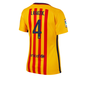 Mujer Camiseta del Numero 04 Barcelona Segunda Equipacion 2015/2016