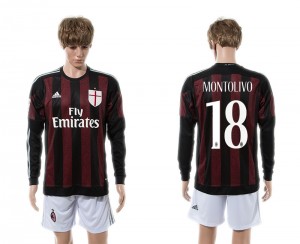 Camiseta nueva del AC Milan 15/16 Manga Larga 18# Primera