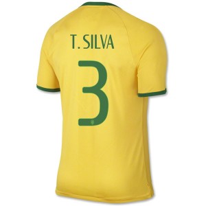 Camiseta de Brasil de la Seleccion WC2014 Primera T.Silva