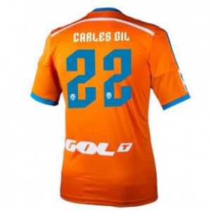 Camiseta del Carles Gil Valencia Segunda Equipacion 2014/2015