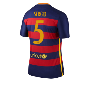 Camiseta Barcelona Numero 05 SERGIO Primera Equipacion 2015/2016